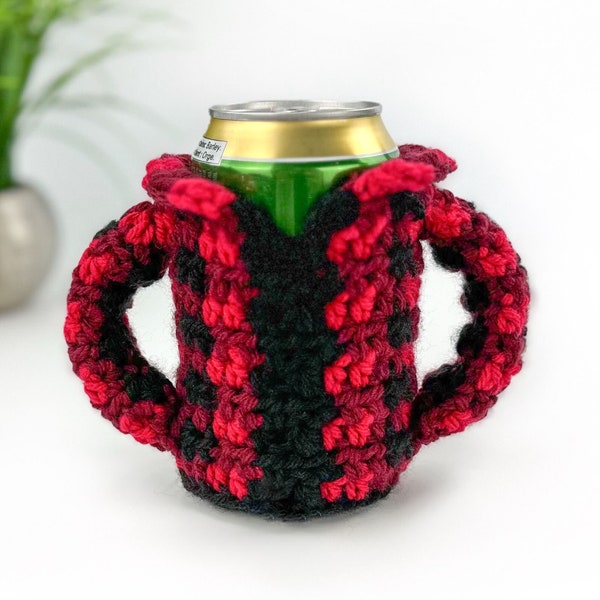 Lumberjack Can Cozy Crochet Pattern | Plaid Jacket Drink Holder | Crochet Can Cozy Pattern | Unique Crochet Pattern | Funny Crochet Gifts