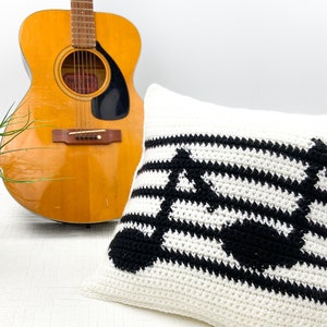 Music Notes Pillow Cover Crochet Pattern image 1