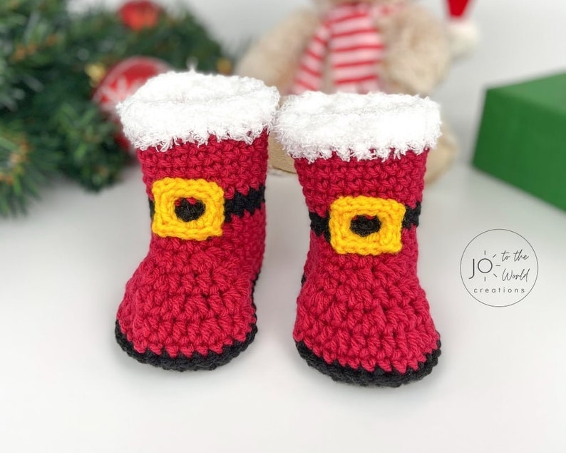 Christmas Baby Booties, Crochet Booties, Christmas Crochet Pattern image 3