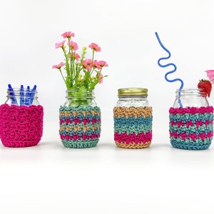 Mason Jar Cover Crochet Pattern Easy Crochet Jar Covers Mason Jar Cozy Pattern Quick Crochet Jar Sleeves PDF Crochet Pattern image 1