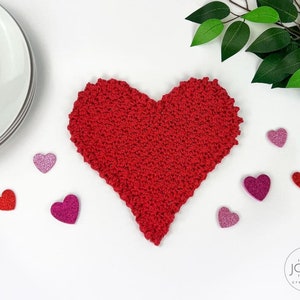 Crochet Heart Pattern Heart Dishcloth Crochet Pattern image 4