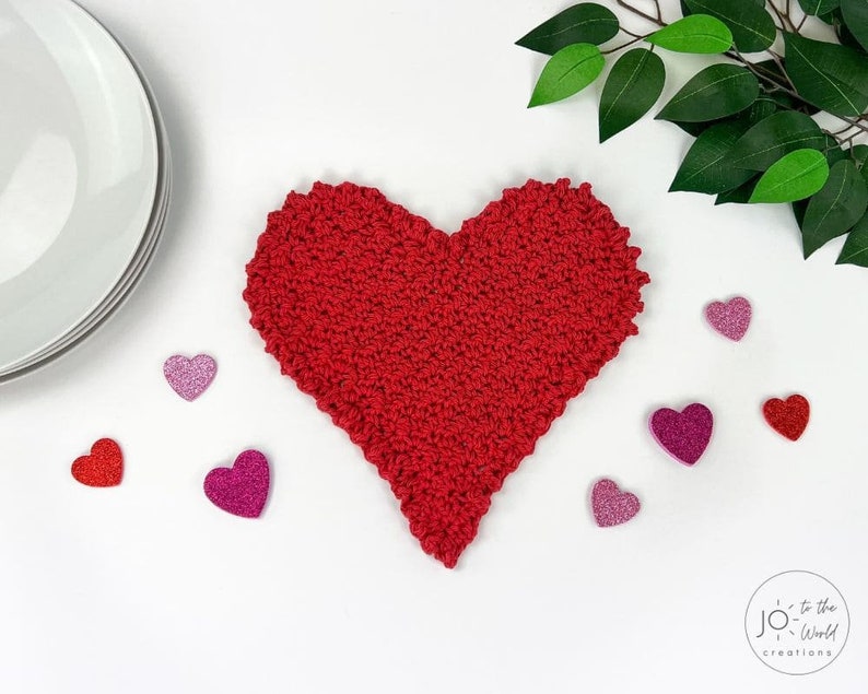 Crochet Heart Pattern Heart Dishcloth Crochet Pattern image 4