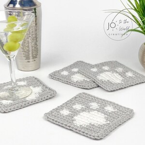 Paw Print Coasters Crochet Pattern Crochet Coasters image 3