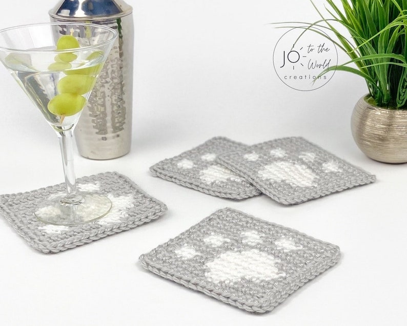 Paw Print Coasters Crochet Pattern Crochet Coasters image 3