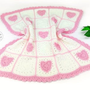 Heart Granny Square Blanket Crochet Pattern Crochet Heart Blanket Crochet Hearts Baby Blanket Granny Square Hearts Blanket image 5