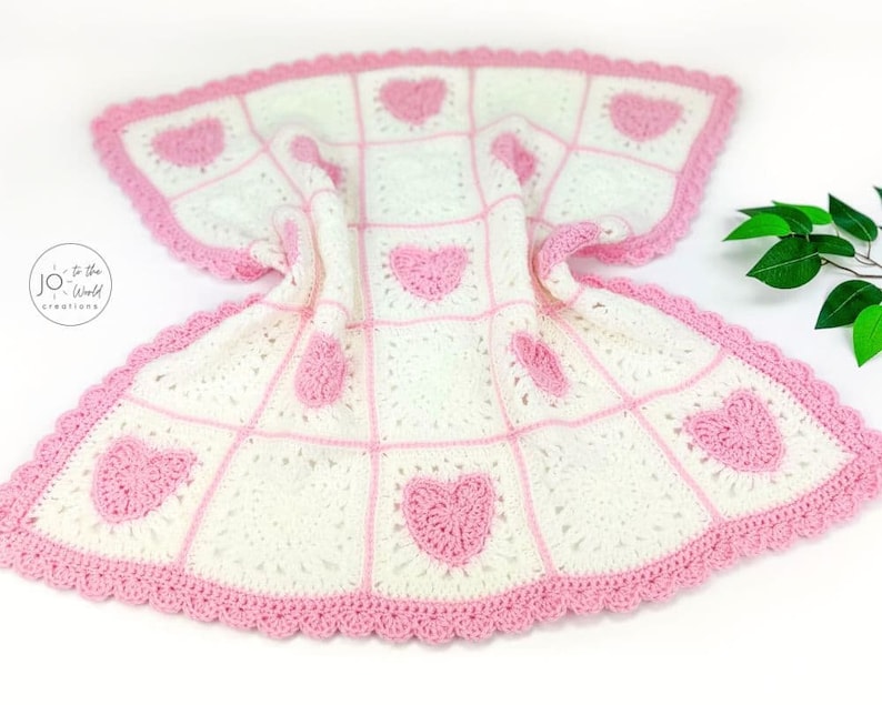 Heart Granny Square Blanket Crochet Pattern Crochet Heart Blanket Crochet Hearts Baby Blanket Granny Square Hearts Blanket image 5