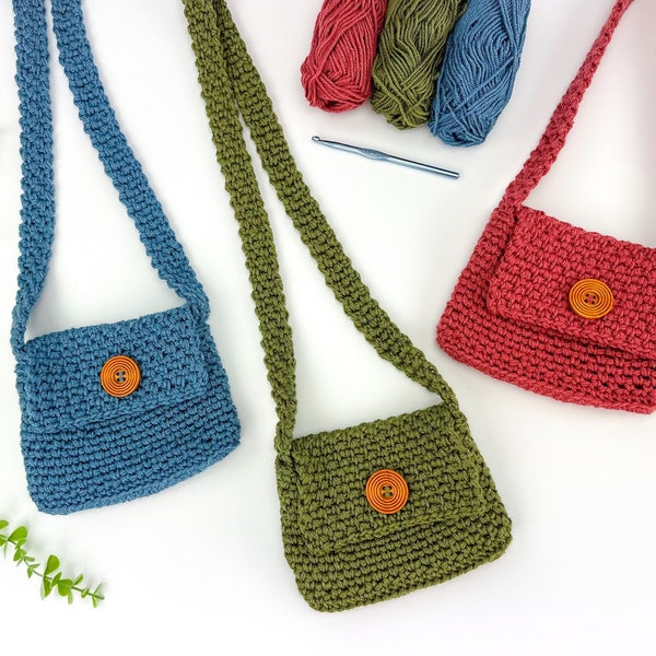 Moss Stitch Crochet Purse Pattern | Easy Crochet Purse | Crochet Handbag | Crochet Shoulder Bag | Small Bag | Cross-Body Bag Crochet Pattern