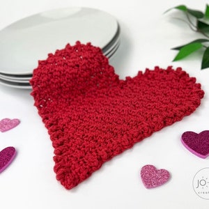 Crochet Heart Pattern Heart Dishcloth Crochet Pattern image 5