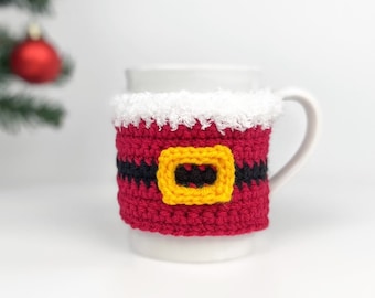 Christmas Mug Cozy Crochet Pattern | Christmas Crochet Mug Cover Pattern | Santa Mug Cozy