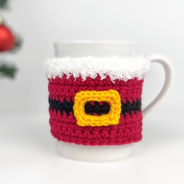 Christmas Mug Cozy Crochet Pattern | Christmas Crochet Mug Cover Pattern | Santa Mug Cozy