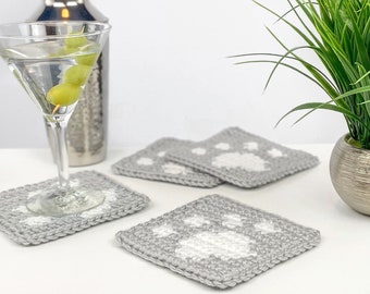 Paw Print Coasters Crochet Pattern | Crochet Coasters