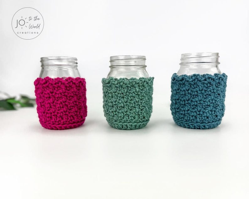 Mason Jar Cover Crochet Pattern Easy Crochet Jar Covers Mason Jar Cozy Pattern Quick Crochet Jar Sleeves PDF Crochet Pattern image 6