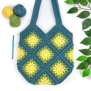 Sunburst Granny Square Bag Crochet Pattern | Crochet Granny Square Bag Pattern | Granny Square Tote Bag | Crochet Bag Pattern