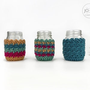 Mason Jar Cover Crochet Pattern Easy Crochet Jar Covers Mason Jar Cozy Pattern Quick Crochet Jar Sleeves PDF Crochet Pattern image 7