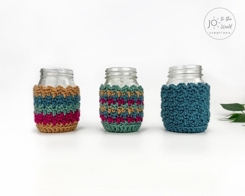 Mason Jar Cover Crochet Pattern Easy Crochet Jar Covers Mason Jar Cozy Pattern Quick Crochet Jar Sleeves PDF Crochet Pattern image 7