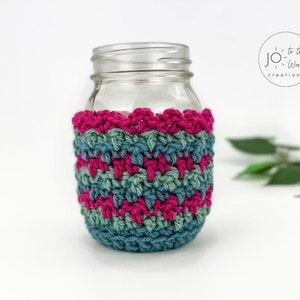 Mason Jar Cover Crochet Pattern Easy Crochet Jar Covers Mason Jar Cozy Pattern Quick Crochet Jar Sleeves PDF Crochet Pattern image 4