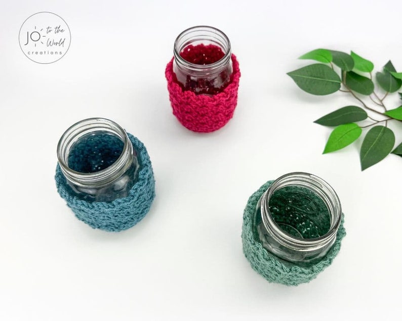 Mason Jar Cover Crochet Pattern Easy Crochet Jar Covers Mason Jar Cozy Pattern Quick Crochet Jar Sleeves PDF Crochet Pattern image 8