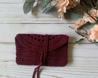 Crochet Pouch | Crochet Clutch | 70+ Color Options! | Crochet Phone and Wallet Clutch | Crochet Tarot Card Holder