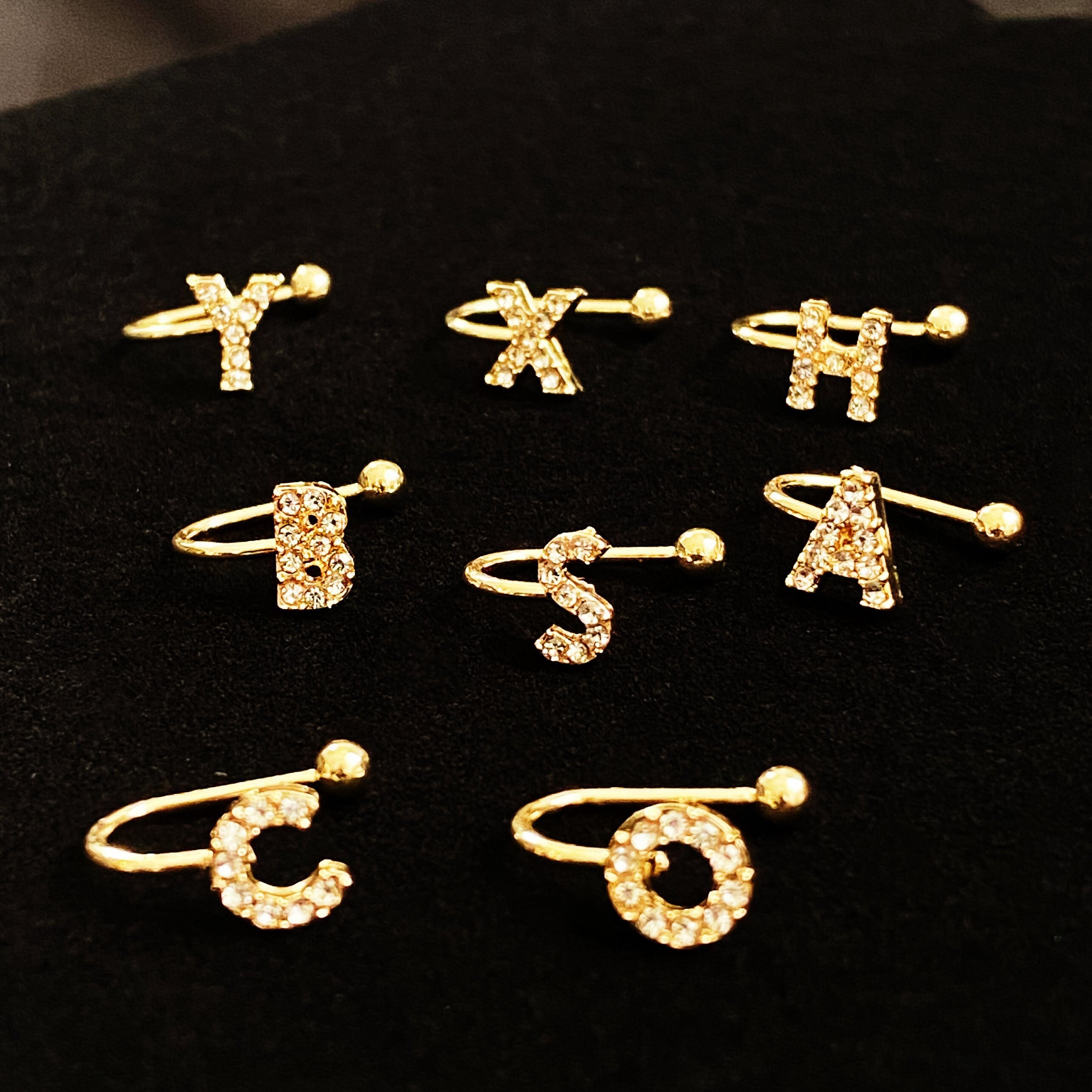 Earring Cuffs Ear Gift Set Cute Letters Alphabet Initials Cute Etsy