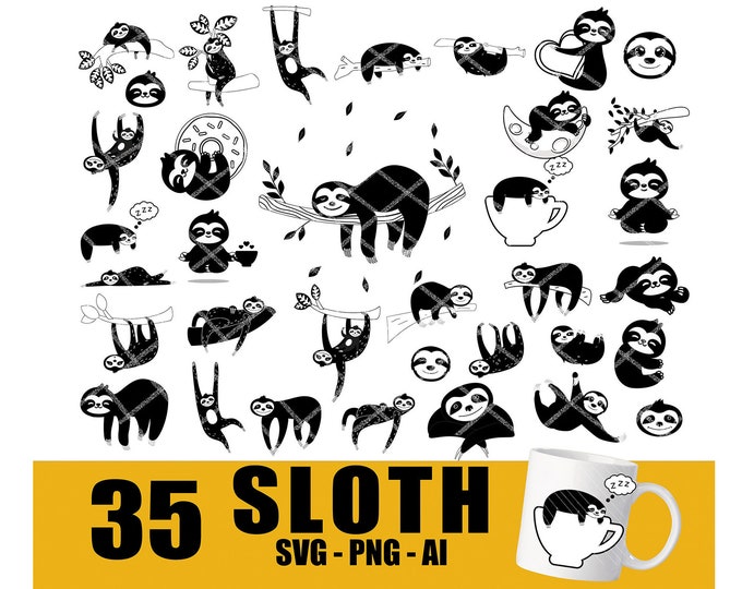 Download Hanging Sloth Sloth Clipart Sloth Svg Sloth Svg Files Sloth Svg Bundle Sloth Birthday Sloth Png Sloth Vector Cute Sloth Digital Drawing Illustration Safarni Org
