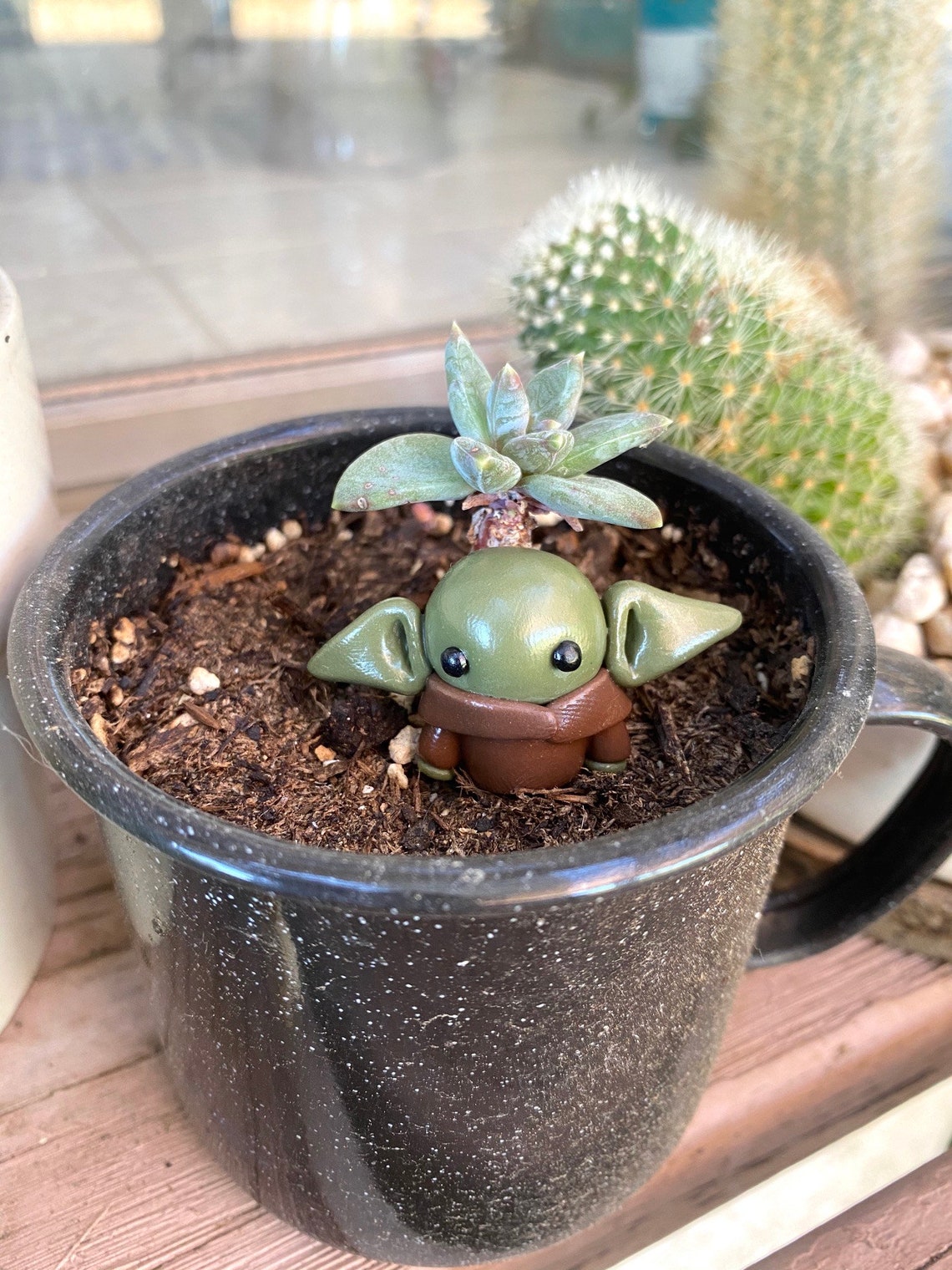 Baby Yoda Polymer Clay Figure Clay Mandalorian Figurine Etsy