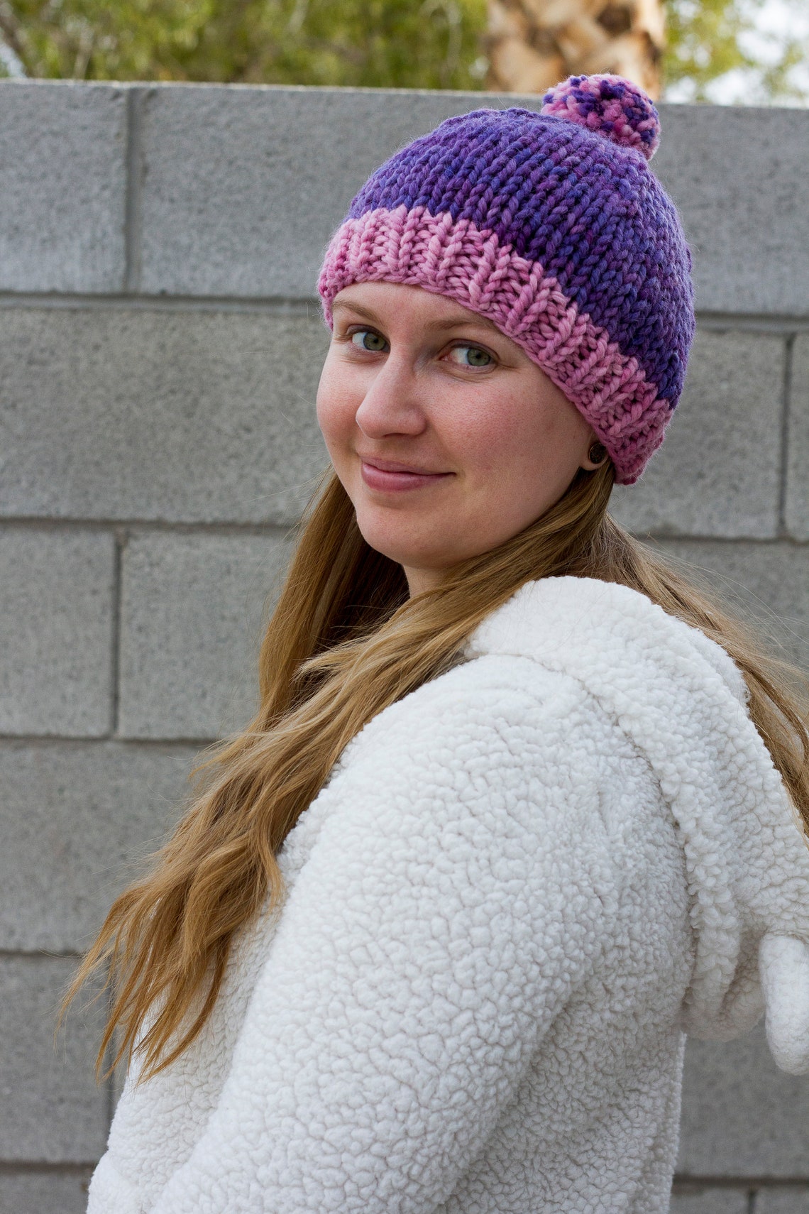 Purple Knit Beanie Chunky Beanie Beanies for Teens Knit Etsy