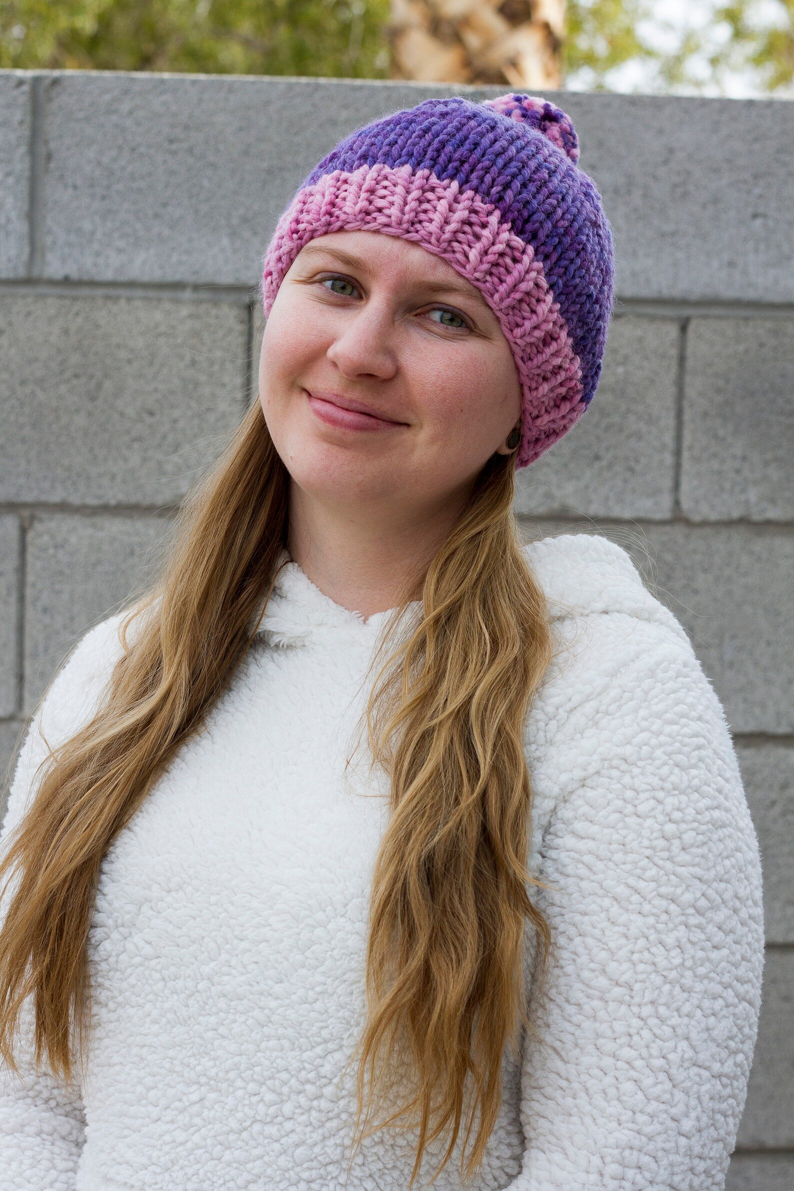 purple beanie with eye