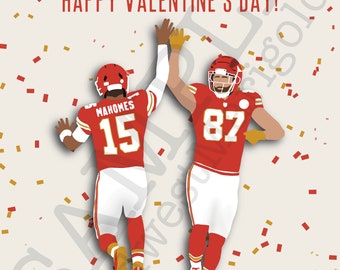 Kansas City Chiefs Printable Valentine’s Day Cards // Patrick Mahomes & Travis Kelce // “We Make A Great Team”