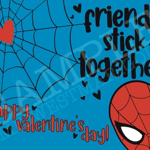 Spider-man Valentinstag Karte // “Friends Stick Together” Valentinstag Printable