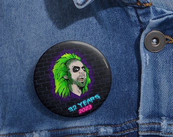 Halloween Horror Nights Neon Beetlejuice Halloween horror button, universal horror nights neon Beetlejuice button,