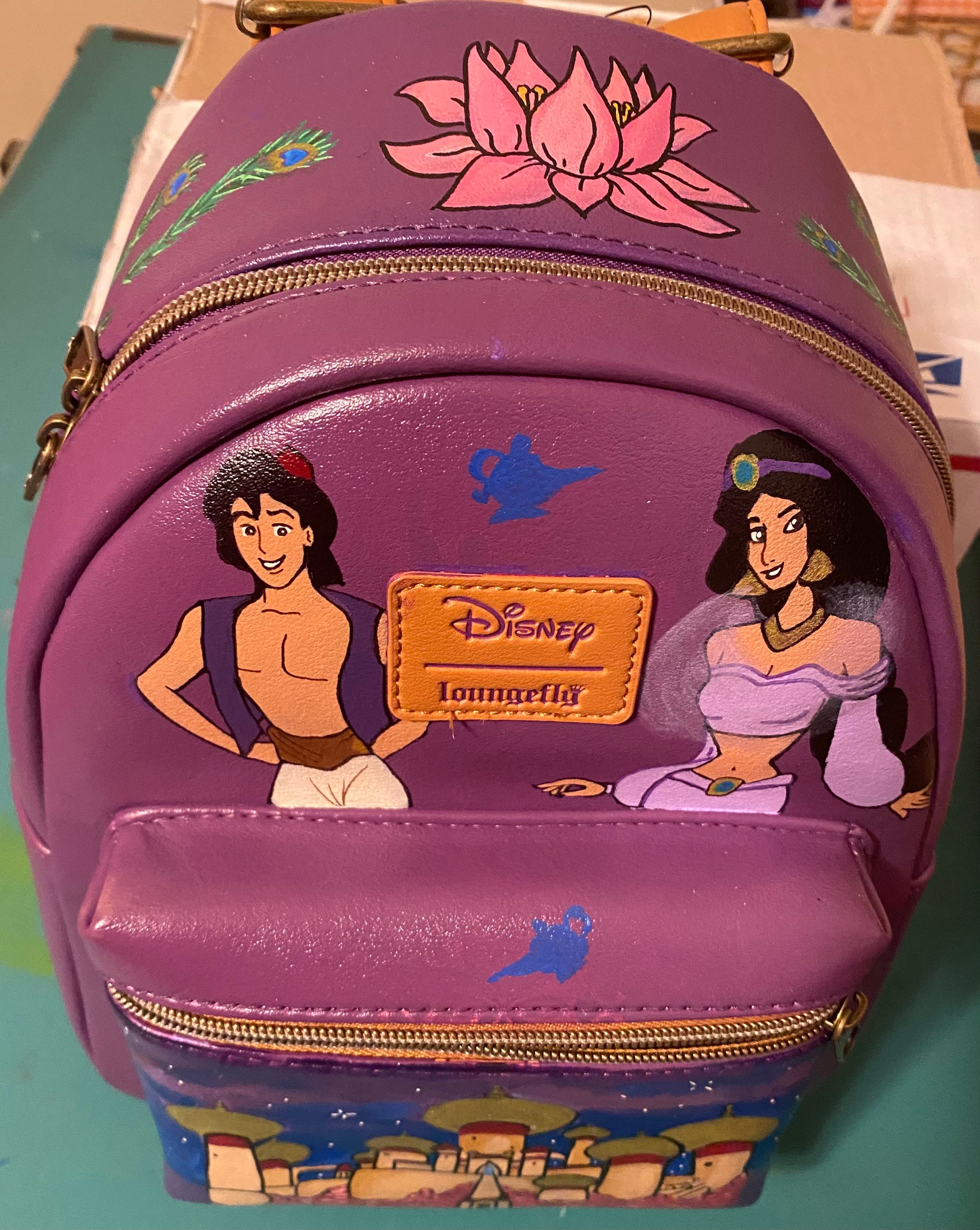 Custom Painted Disney Loungefly Mini Backpack Aladdin Alice | Etsy