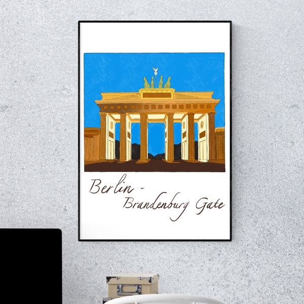 Berlin- Branderbury Gate Digital Printable Portrait ,Germany Polaroid Printable Digital Art