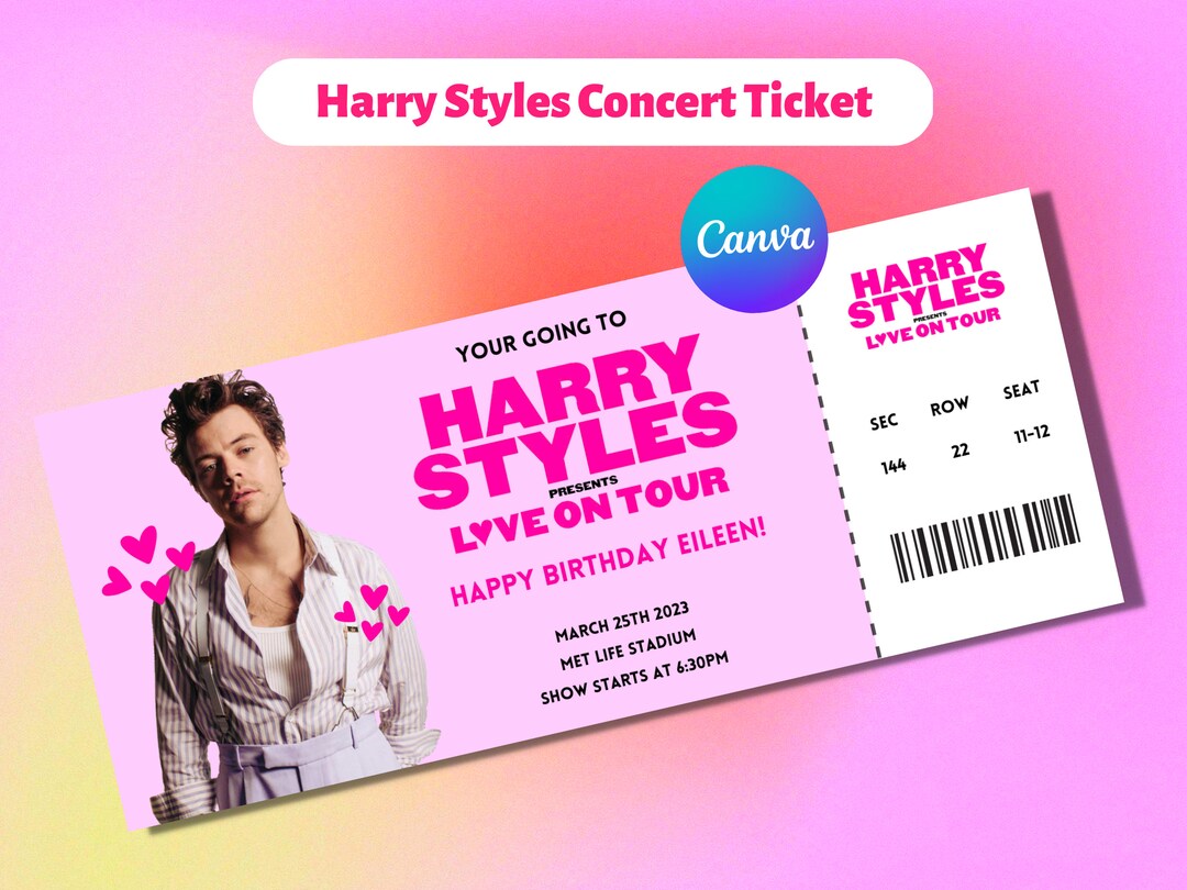 Harry Styles Love on Tour Souvenir Ticket 2023, HSLOT Printable Ticket, Harry Styles Editable