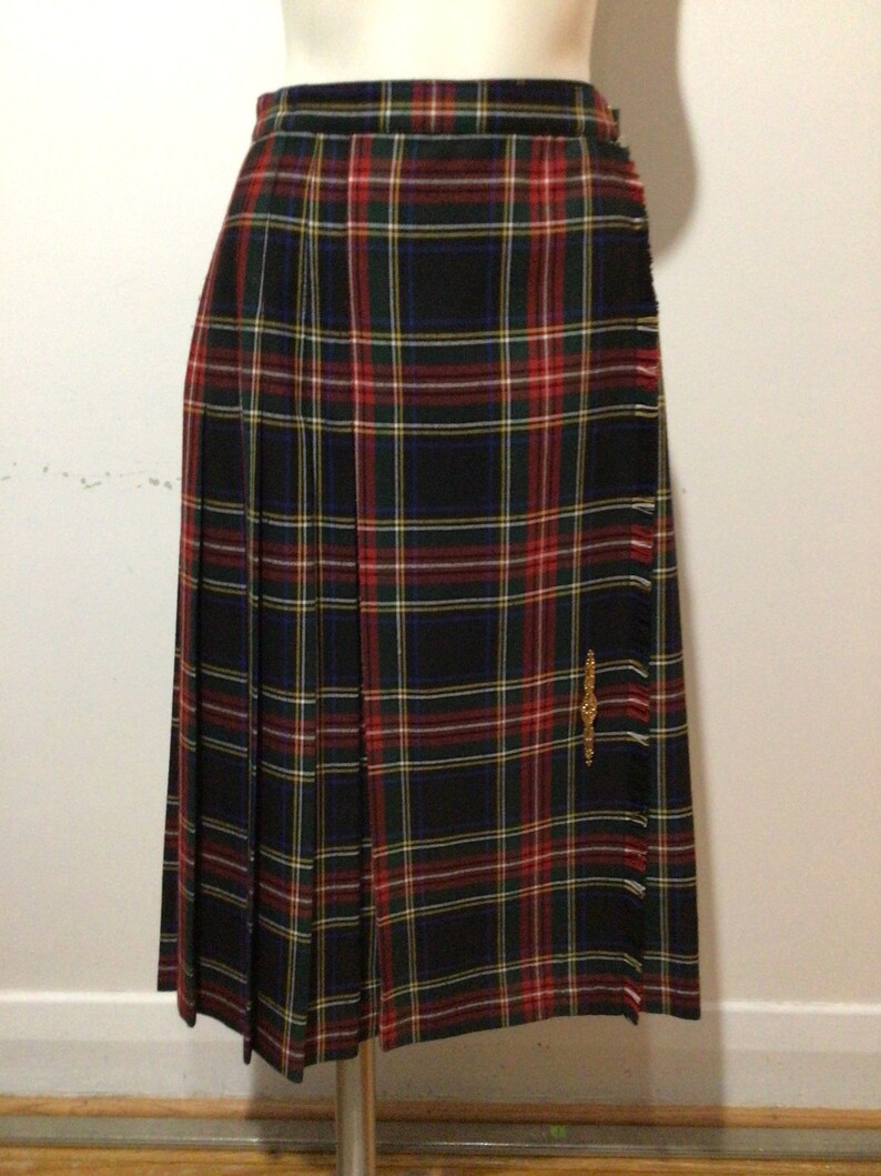 Jupe Droite En Laine à Imprimé écossais (plaid) Lands' End Taille 10 - Occasion Excellent état