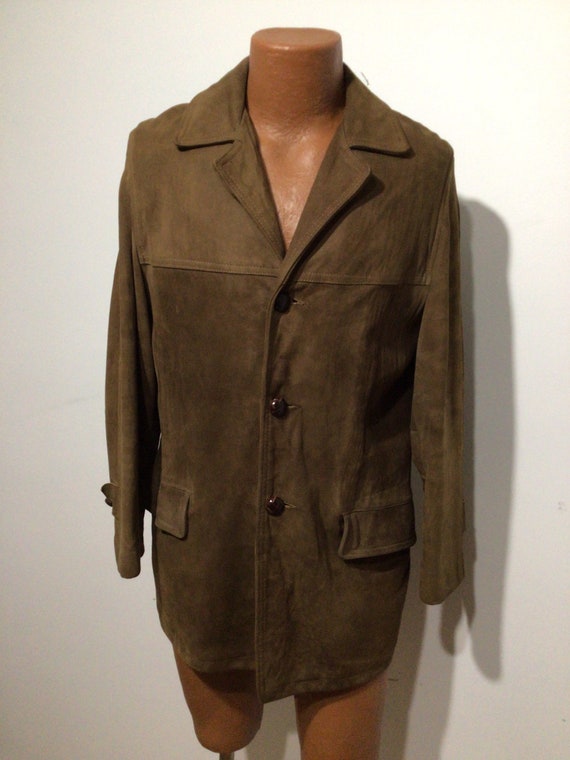 Vintage Men’s chocolate brown suede jacket, borg r