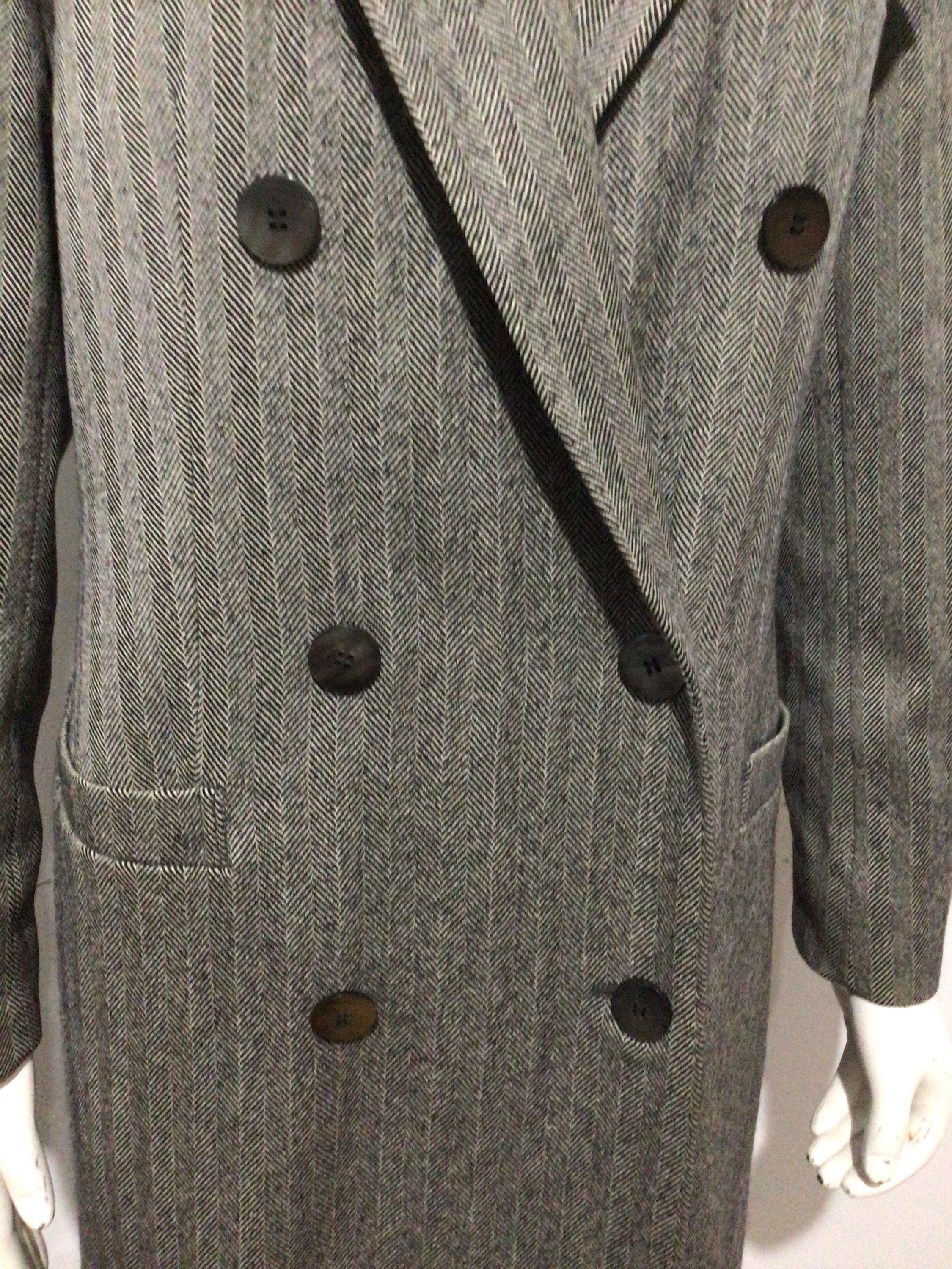 Black Herringbone Double-Breasted Jacket main image 1