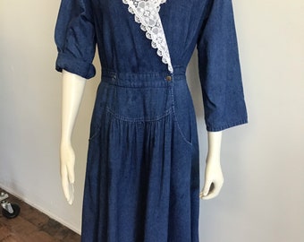 Denim and Lace Dress - Etsy Australia