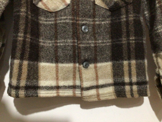 Vintage boys wool camp plaid jacket, Bell shirt L… - image 5