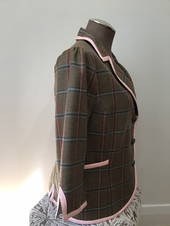 dubarry Ireland wool plaid pink trim lined blazer… - image 3