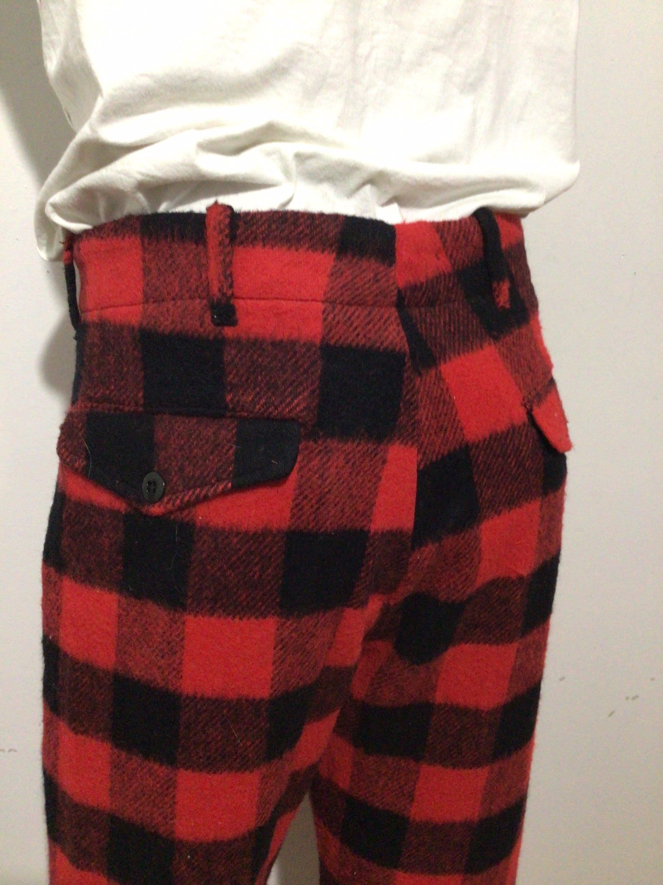 Rare Vintage Thick Lined Wool Hunting Pants. Thermo King. Red Black