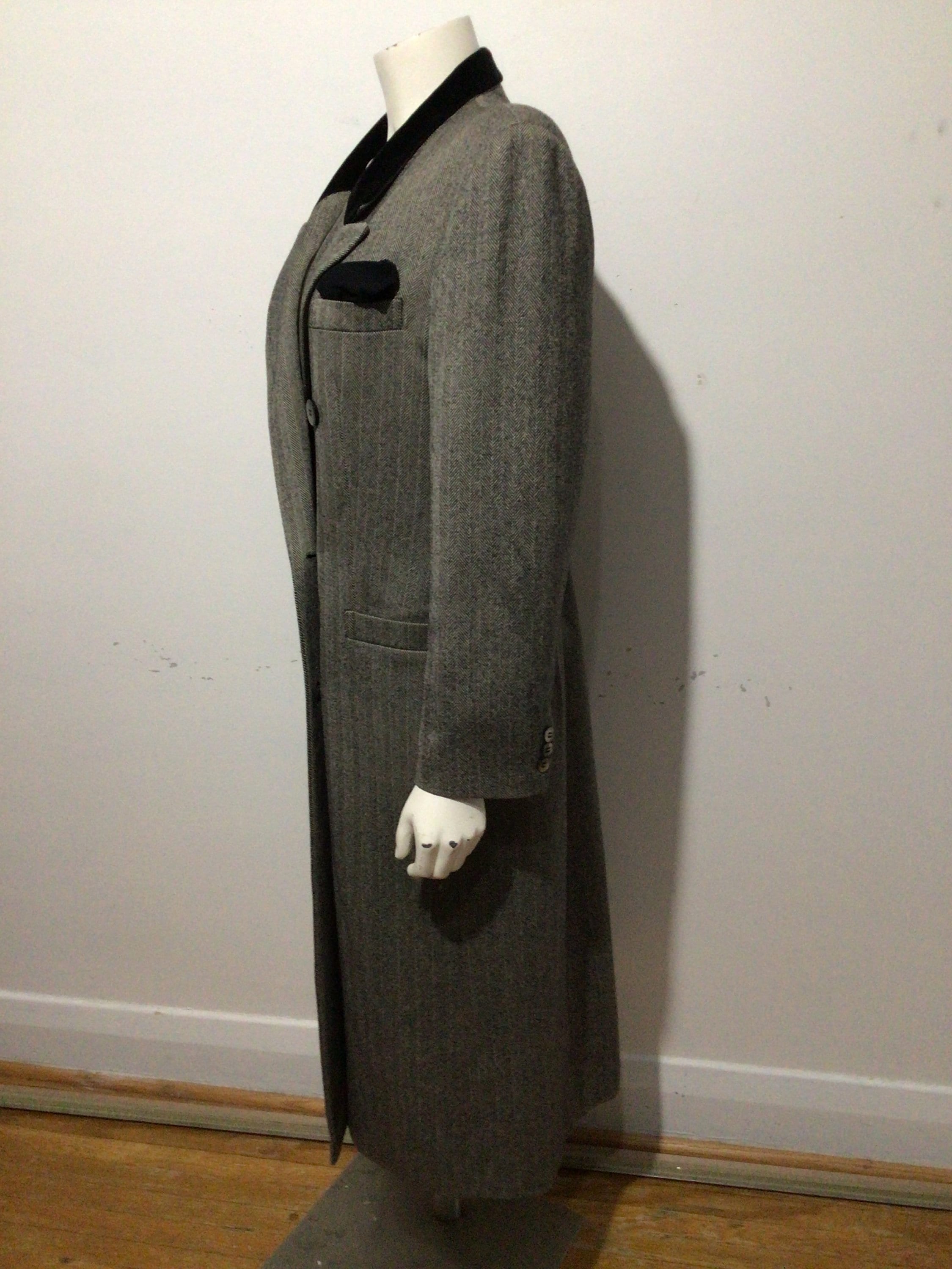 Double Breasted Wool Blend Midi Herringbone Coat main image 1
