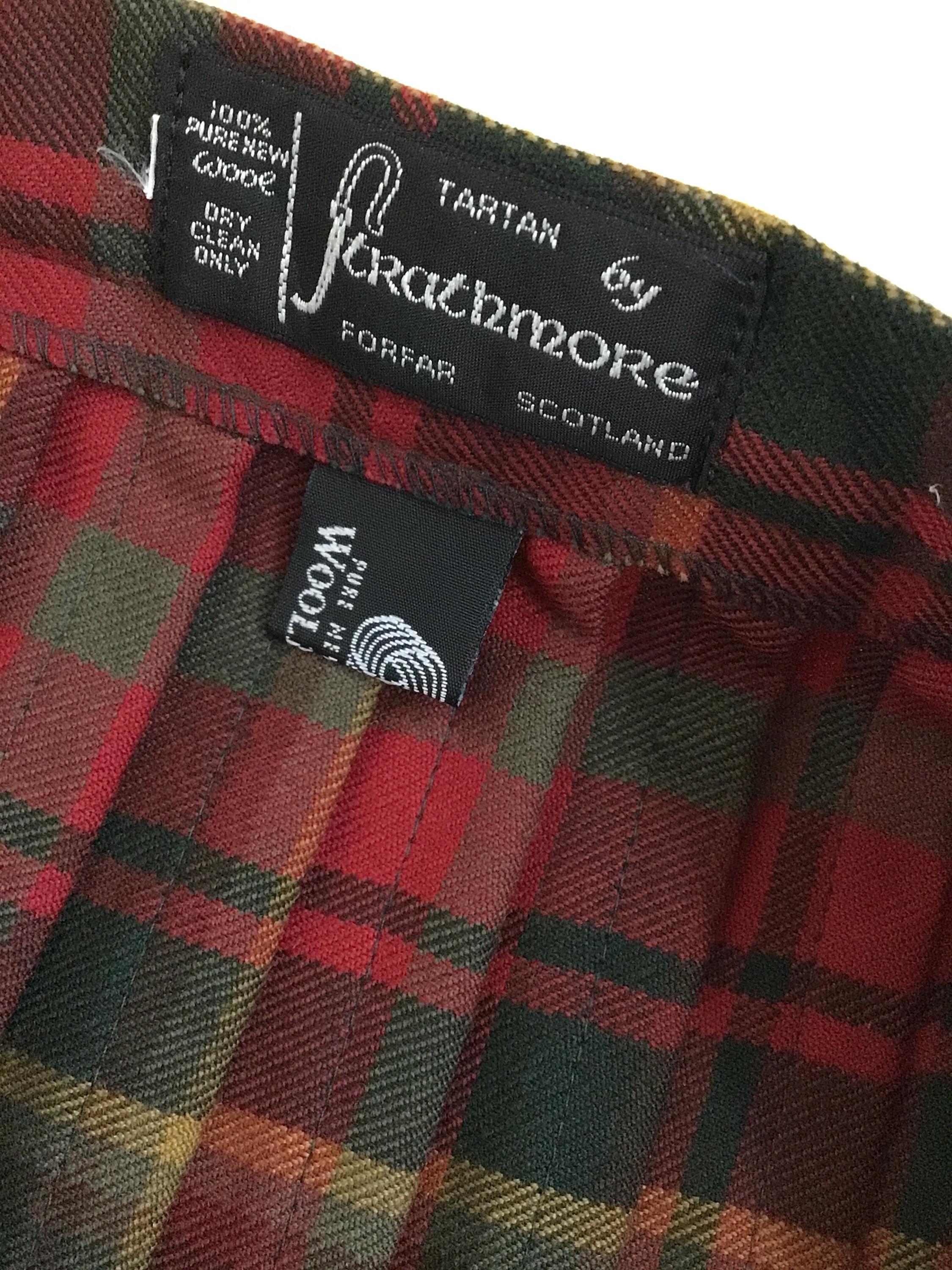 Strathmore Pattern 2695 Vintage Wraparound Maple Leaf Pattern Kilt. Leather Strap, Front Fringe ...