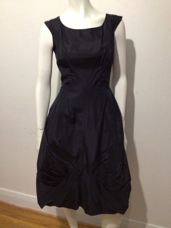 Vintage 40s Black taffeta cocktail party dress. S… - image 1