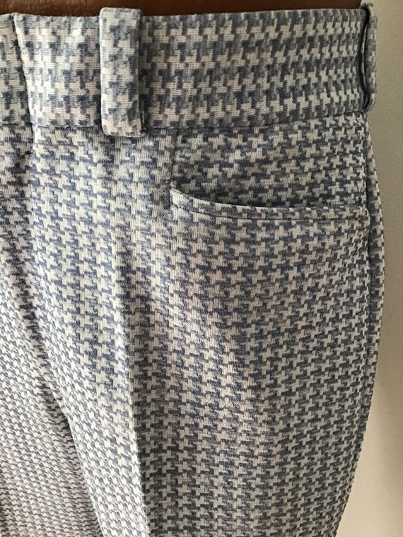 Vintage 70s men’s knit blue pattern pants . GWG