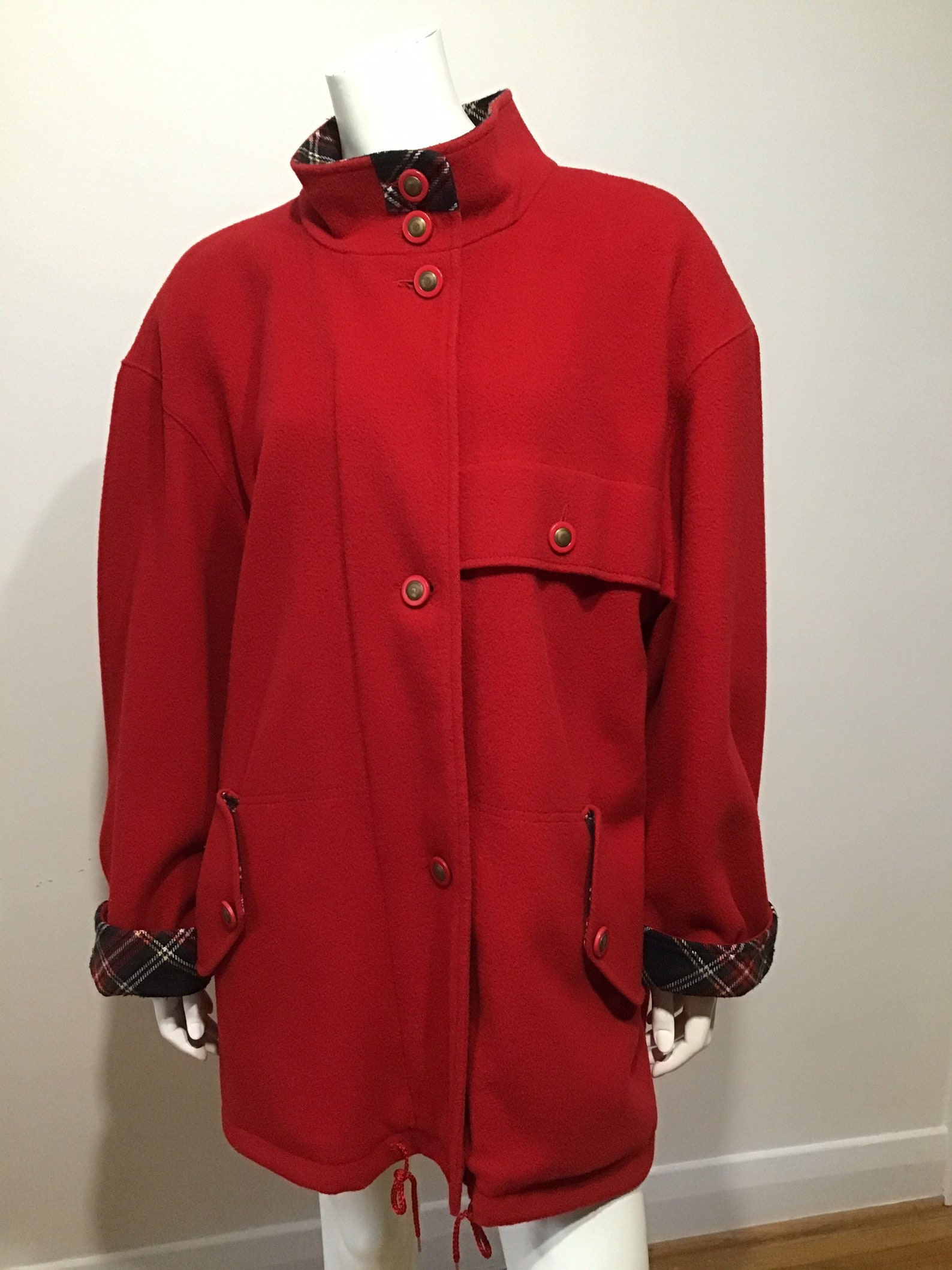 Mackintosh New England Red Womens Jacket Coat. Plaid Lining - Etsy