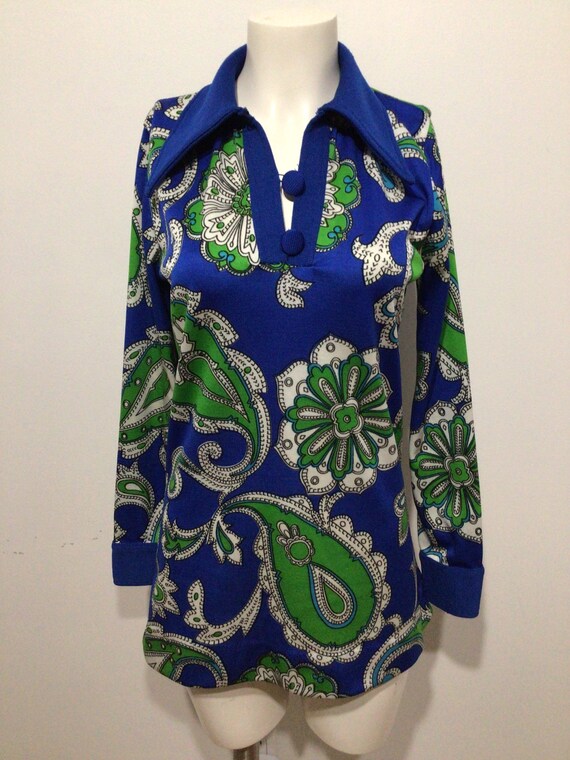 Vintage 60s Mod tunic, mini dress. Polyester, dagg