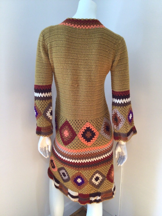 Rare vintage 70s wool crochet knit hippie couture… - image 5