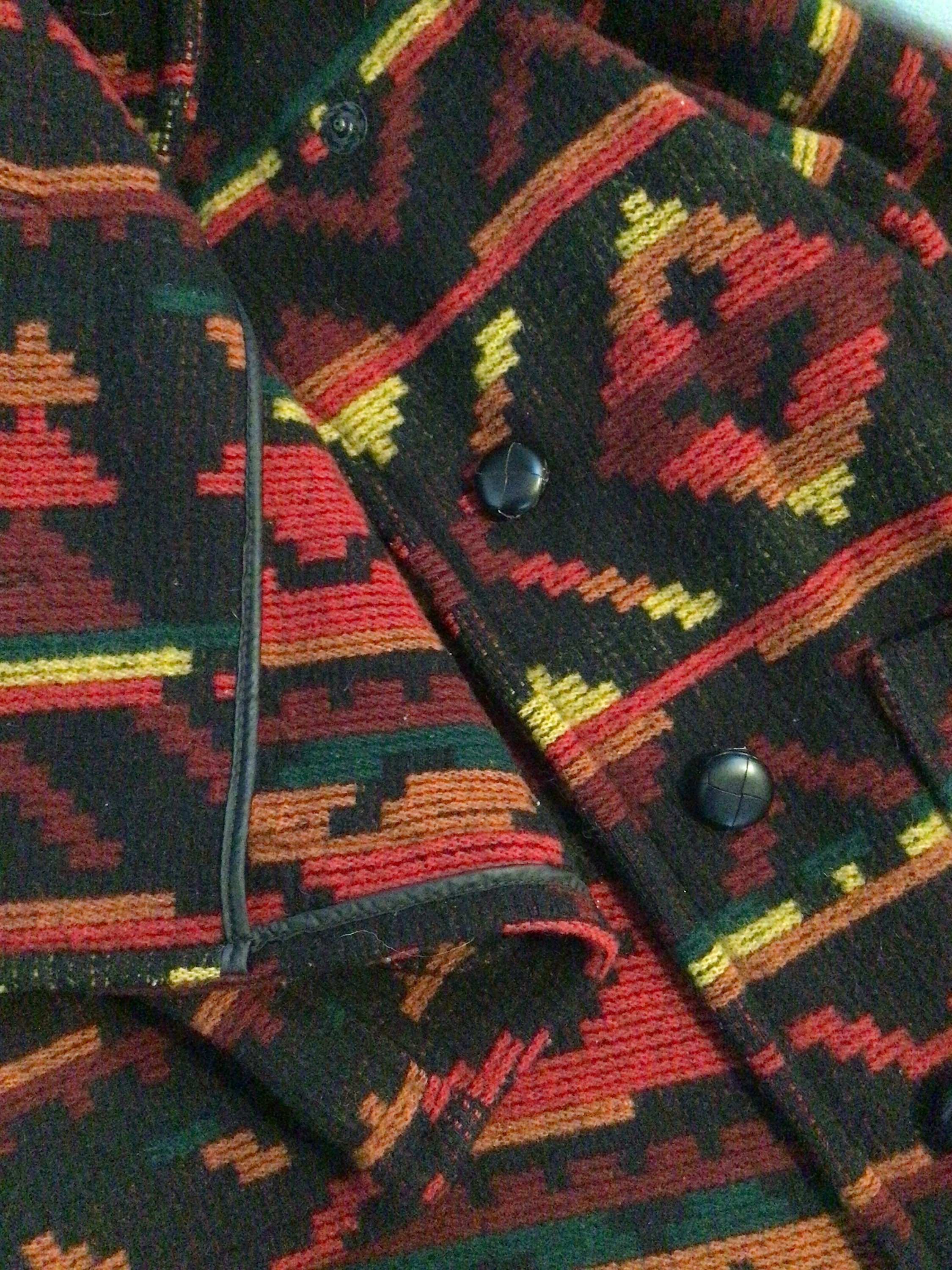 Vintage Grey Blue Black Aztec Wool Waistcoat S M main image 0