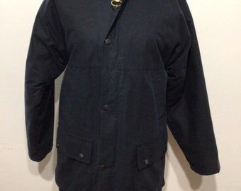 Navy waxed cotton Campbell Cooper England Mens fully lined jacket. Hunting coat.