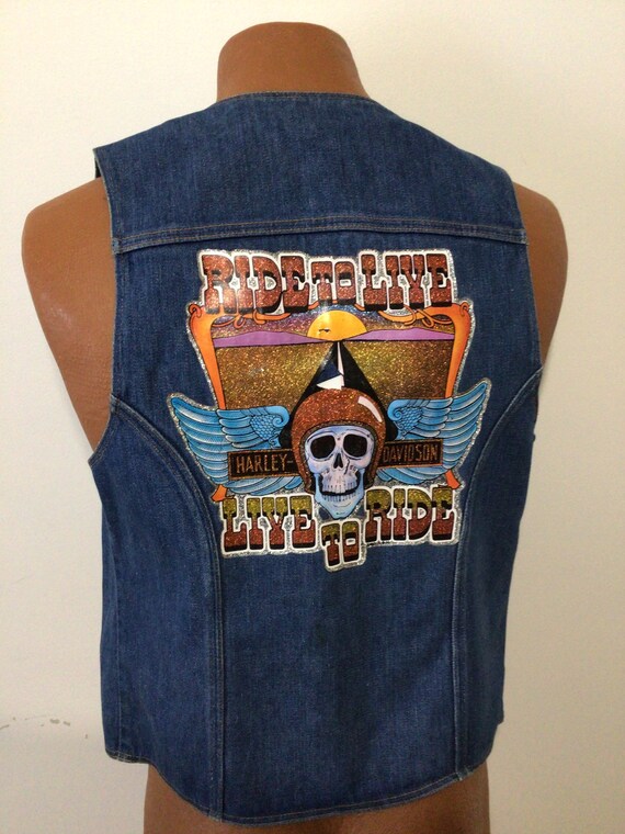 Vintage 70s Harley Davidson denim, jean iron on de
